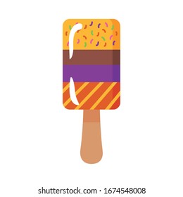 delicious ice cream in stick with various flavors flat style vector illustration design