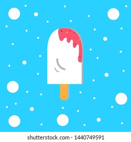 
Delicious ice cream with strawberry sauce.