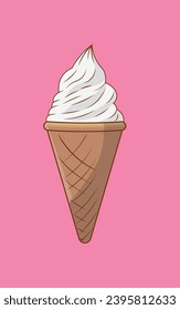 Delicious Ice Cream Sundae with a Cone, Dairy, and Frozen Treats. Delicious ice cream cone with a variety of sweet toppings.
