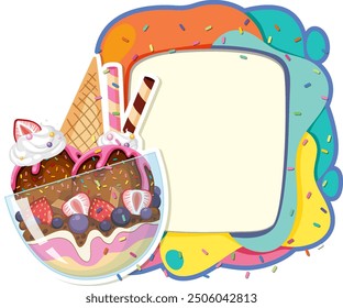 Delicious ice cream sundae with toppings and sprinkles