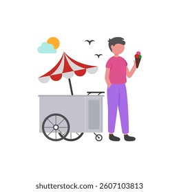 Delicious Ice Cream Treat Flat Vector Illustration
