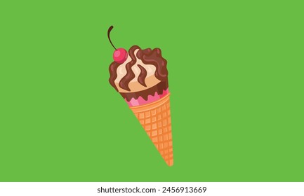 delicious ice cream vector,isolated image on green screen