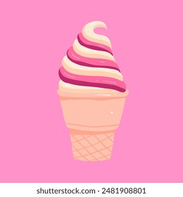 Delicious ice cream in waffle cone