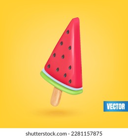 Delicious ice cream with watermelon flavor ice cream on a stick volumetric image
