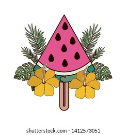 delicious ice cream of watermelon on white background