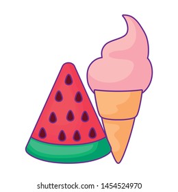 delicious ice cream with watermelon slice