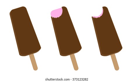 Delicious ice lolly with chocolate and strawberry flavor
