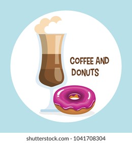 delicious iced coffee cup and donuts