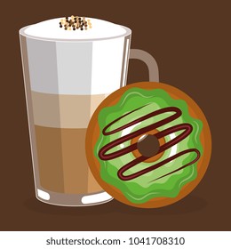 delicious iced coffee cup and donuts