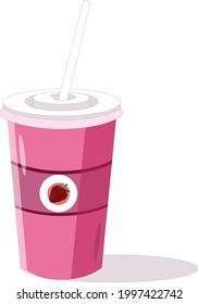 Delicious iced strawberry juice vector art