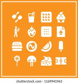delicious icon. 16 delicious vector set. birthday card, watermelon, cupcake and frozen icons for web and design about delicious theme