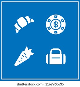 delicious icon. 4 delicious vector set. hammed, croissant, chip and carrot icons for web and design about delicious theme