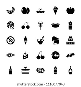 Delicious icon. collection of 25 delicious filled icons such as egg, banana, apple, cherry, cake, wrap sandwich, ice cream. editable delicious icons for web and mobile.