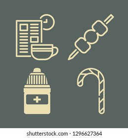 delicious icon set with kebab, candy and breakfast vector illustration