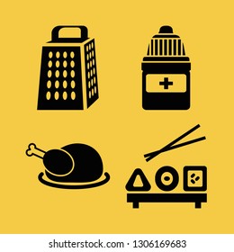 delicious icon set with thanksgiven turkey, mixture and grater vector illustration