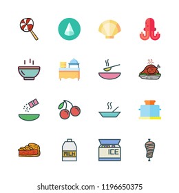 delicious icon set. vector set about kebab, cherry, soup and turkey icons set.