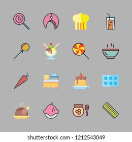 Delicious Icon Set. Vector Set About Chicken, Pudding, Comb And Ice Cube Tray Icons Set.