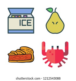 delicious icon set. vector set about pie, pear, ice cream and crab icons set.