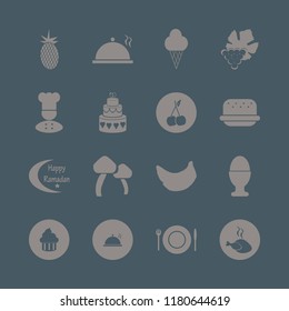 delicious icon. delicious vector icons set egg cup, grape, fresh pineapple and ice cream