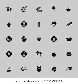 delicious icon. delicious vector icons set banana, pie chart, chef and watermelon slice