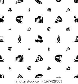 delicious icons pattern seamless. Included editable filled dessert, cherry, Soup, mussel, smoked fish, Pizza, Pasta, wedding cake, crab icons. delicious icons for web and mobile.