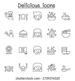 Delicious icons set in thin line style