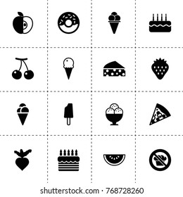 Delicious icons. vector collection filled delicious icons. includes symbols such as cherry, beet, strawberry, cheese, cake, pizza. use for web, mobile and ui design.