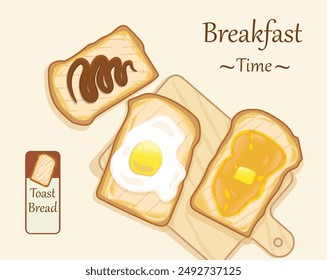 Delicious Illustration of Various Toast Toppings for a Healthy Breakfast