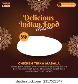 Delicious indian food menu design for social media post and web banner template