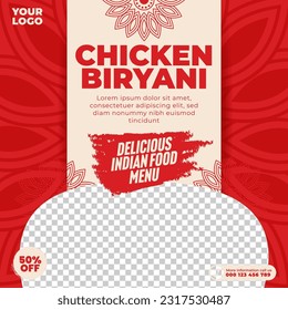 Delicioso diseño de menús de comida india para publicación en medios sociales y plantilla de banner web