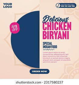 Delicious indian food menu for social media post and web banner template