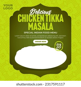 Delicious indian food menu for social media post and web banner template