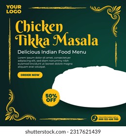 Delicious indian food menu for social media post and web banner template