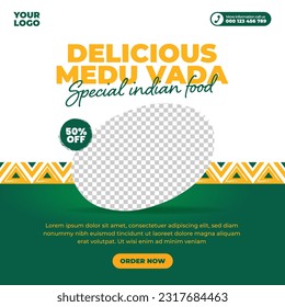 Delicioso menú de comida india plantilla de diseño de publicaciones en medios sociales