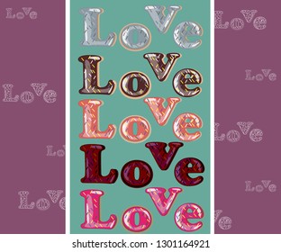 Delicious inscription love letters with icing on an isolated background. For textile fashion clothes, scrapbooking, pastry shops. Illustration - vector graphics