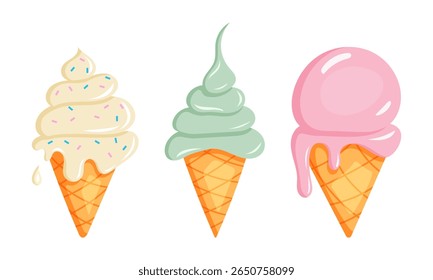 Cones de sorvete deliciosos e irresistíveis Praias de verão perfeitas para todos desfrutarem