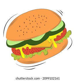 Delicious Isolated burger vector art 