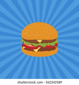 Delicious isolated cheese hamburger