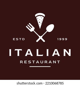 Delicious and delicious italian food logo design .With vintage food utensil sign.Logos for restaurants , cafes , clubs and badges.