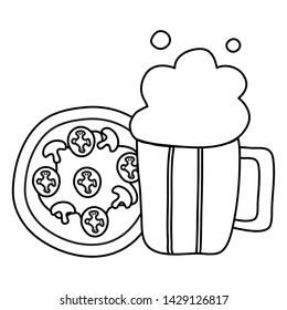 delicious italian pizza with beer jar