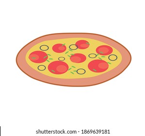 Delicious italian pizza fast food block menu. Simple cartoon minimal flat style. Vector illustration design. Isolated icon. 
