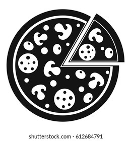 Delicious italian pizza lifted slice one icon. Simple illustration of delicious italian pizza lifted slice one vector icon for web