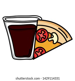 delicious italian pizza and soda glass