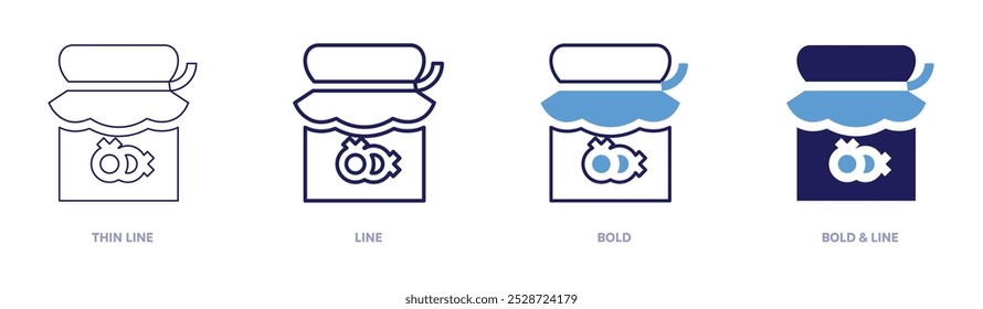 Köstliche Marmelade Symbol in 4 verschiedenen Stilen. Dünne Linie, Linie, Fett und Fette Linie. Duotone-Stil. Bearbeitbarer Strich.