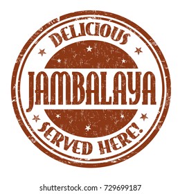 Delicious Jambalaya sign or stamp on white background, vector illustration