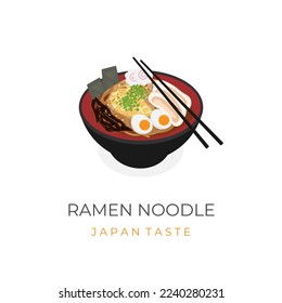 Delicious Japanese Ramen Illustration Logo With Complete Toppings