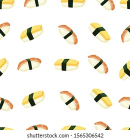 delicious japanese sushi vector pattern