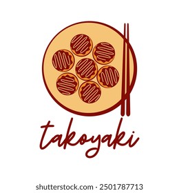 Delicious japanese takoyaki logo vector. Japanese specialty food