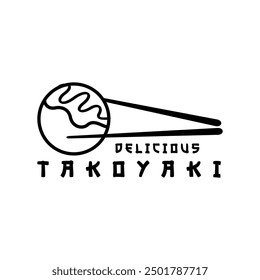 Delicious japanese takoyaki logo vector. Black and white