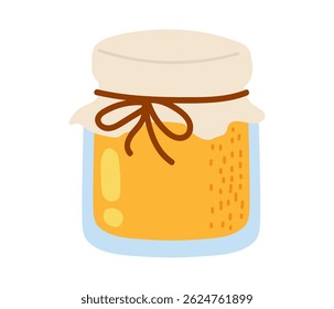 Delicious jar of homemade honey with a charming bow on the lid